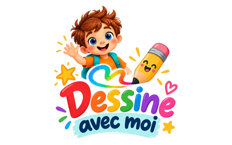 Noé waving next to the Draw with me logo